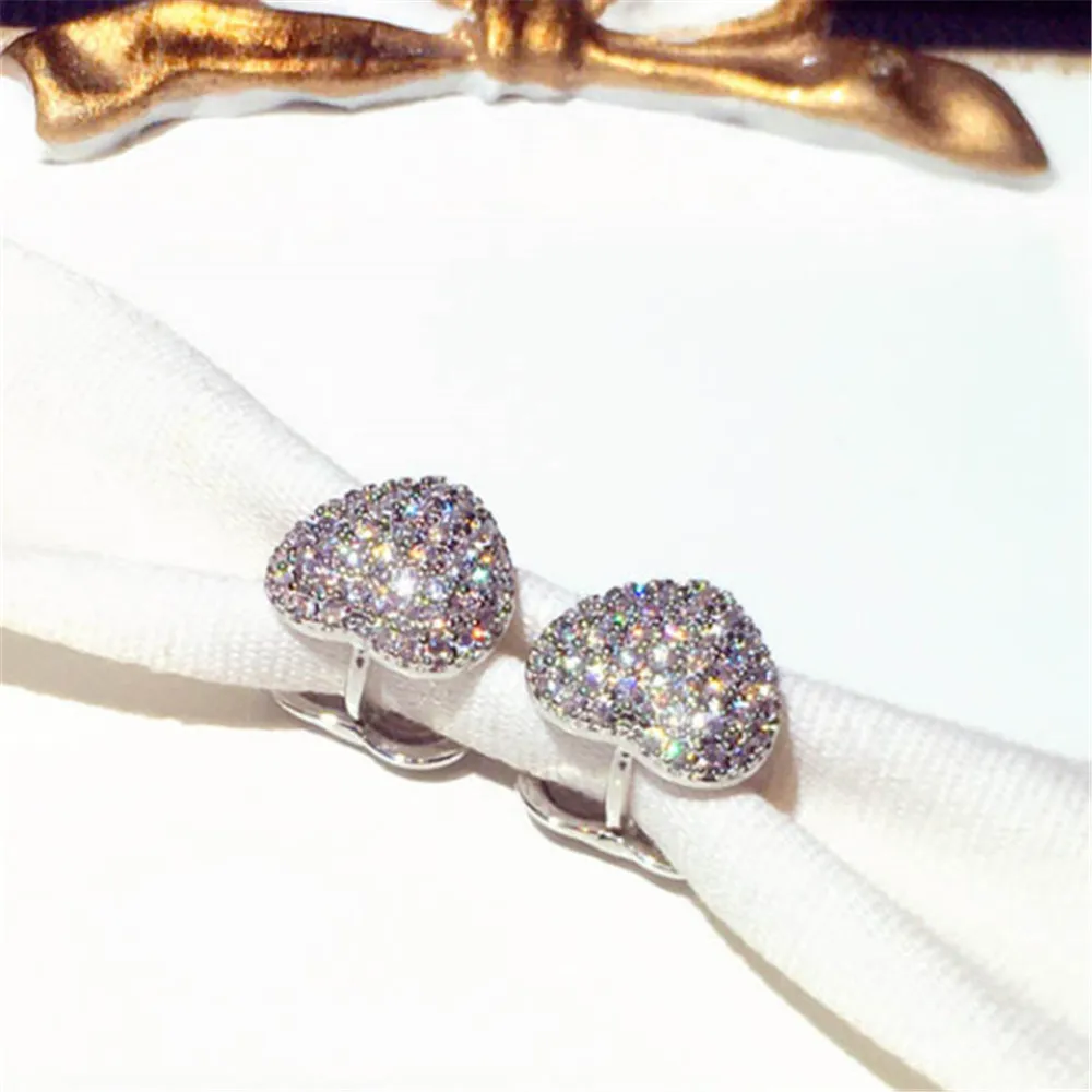 New Fashion Design Earrings Super Flash Set Zircon Heart Temperament Exquisitely Plated 18K Gold Earrings Jewelry Girl Gift
