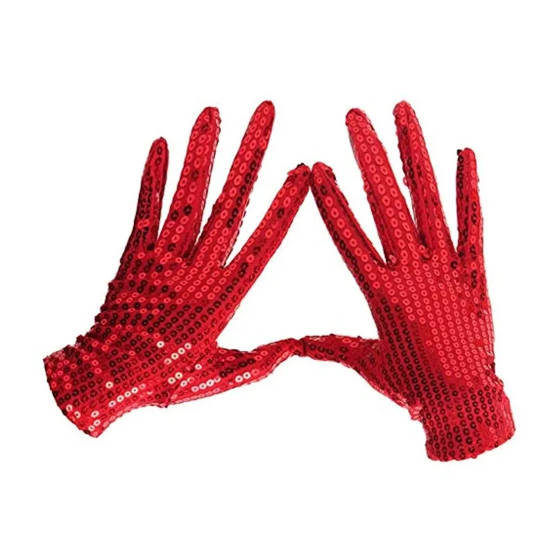 Celebrity Gloves Fashion Stage Performance Sequins Short Glove Black Silver Red Yellow Blue Shinning Mittens