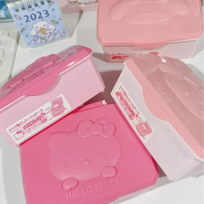 Hello kitty sanrio storage box Cartoon Cotton swab cotton stationery jewelry box kawaii kitty Desktop storage box