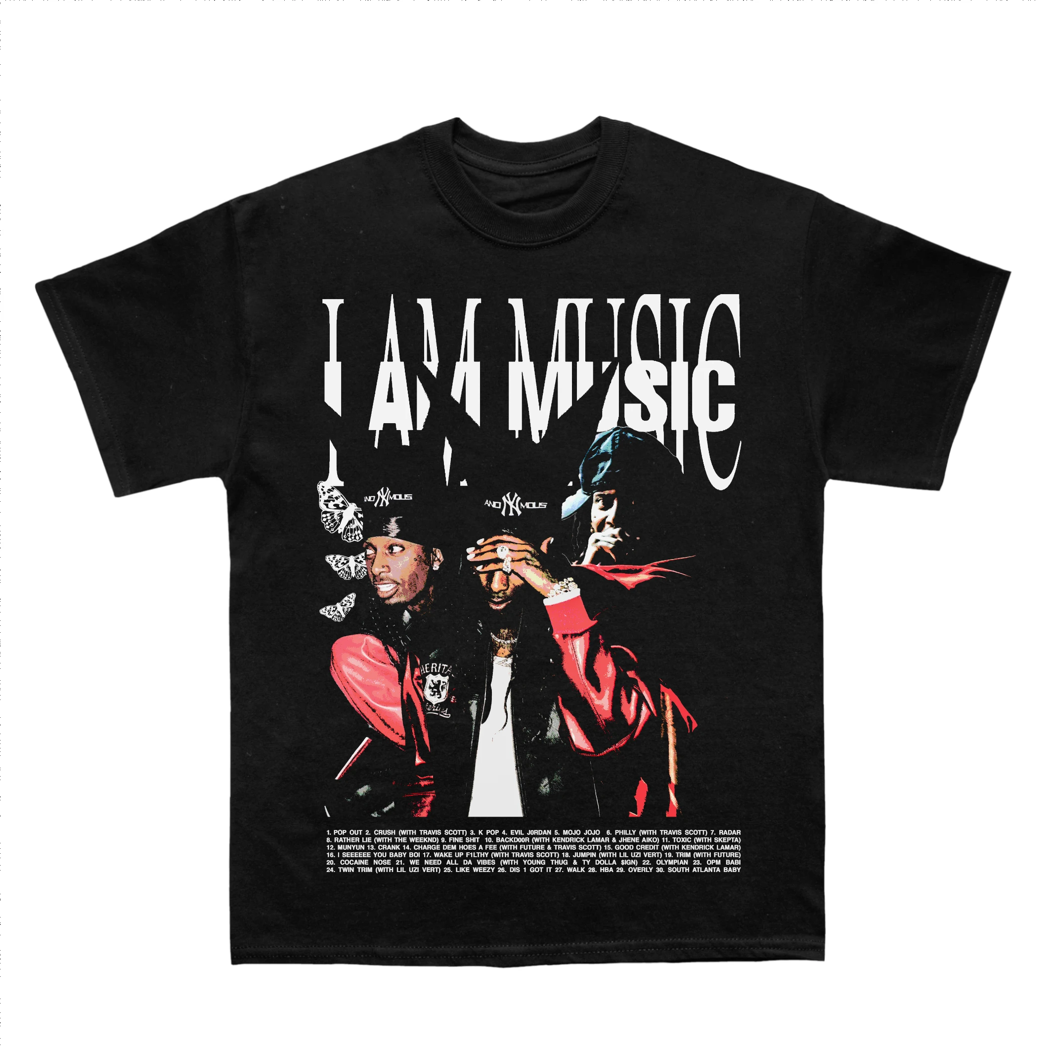 Camiseta Playboi Carti - I AM MUSIC con Gráfico 2026 para Hombre, Unisex, Cuello Redondo, 100% Algodón, Manga Corta, Estilo Oversize, Moda Y2K, Popular