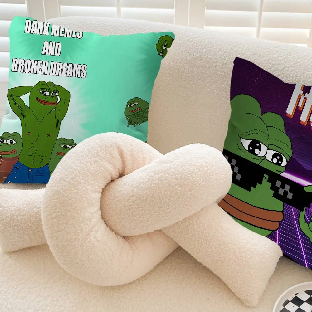 S-Sad F-Frog Meme Cushion Cover Car Throw Pillow Case For Sofa Car Christmas Gift 40x40cm 45x45cm