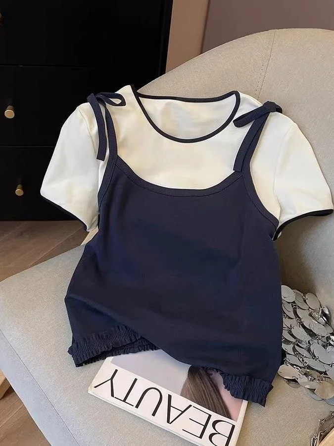 

plus Size 300 Pounds Women's T-Shirt Short Sleeve round Neck Loose Fit Casual Style Summer Top Korean Version College Style