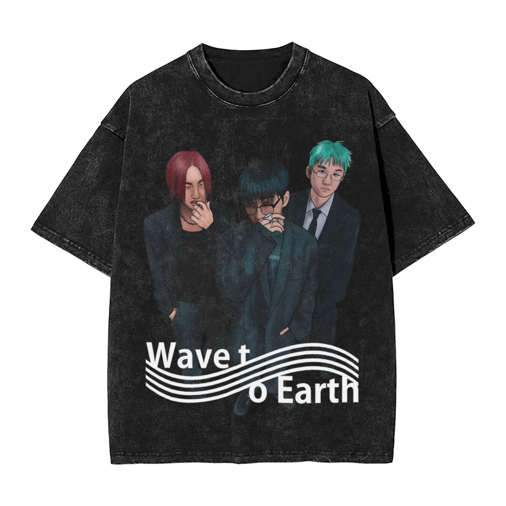 

Wave to Earth Band Members and Logo Washed T Shirts Streetwear Hip Hop T-Shirt Tees Tops for Men Women Cotton Oversize Summer
