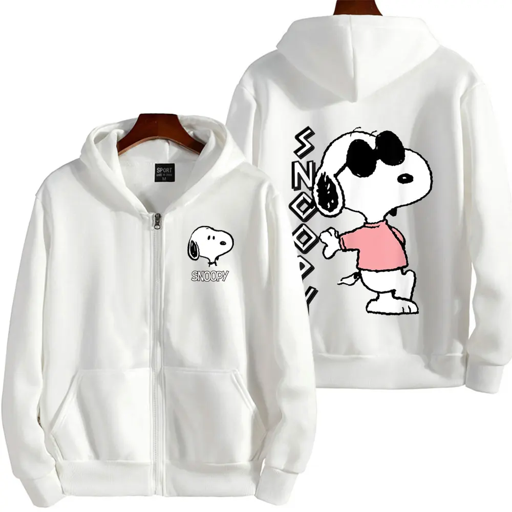 Snoopy Cartoon Anime Men Zipper Hoodie Spring Autumn Fashion Women Sweatshirt 2024 New Korean Style Couple Jacket Coat