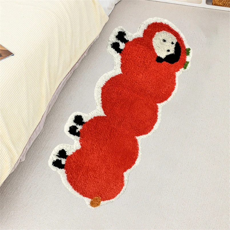 Cartoon Caterpillar Shaped Flocking Carpet, Soft, Children's Room, Bedroom, Bedside Blanket, Home, Coffee Table, Floor Mat