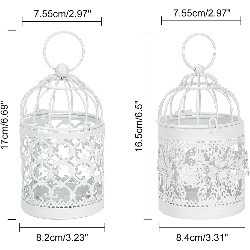 Clamshell Metal Iron Birdcage Candle Holder, 2pcs Perfect Home Party Decoration Decorative Candle Lantern Vintage Style Hanging