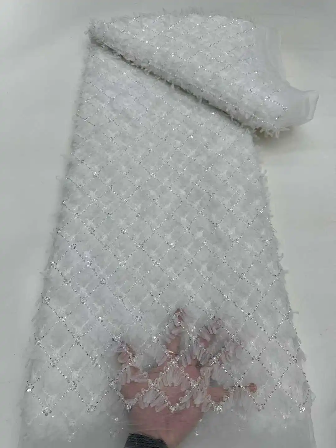 

Французская африканская кружевная ткань для жениха, 2021, расшитая бисером, высокое качество, вышивка для женщин, свадебное платье, нигерийская кружевная ткань с блестками, 5 ярдов