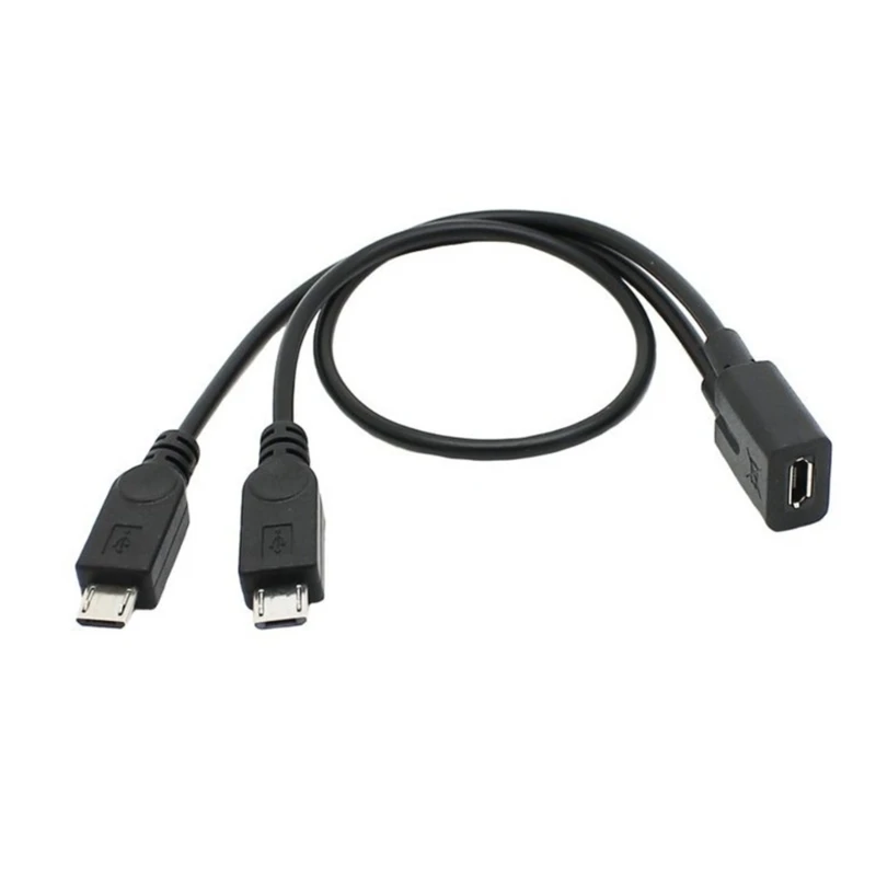 Micro USB Female to Micro USB Male Splitter Cable Data Transfer 30cm Long