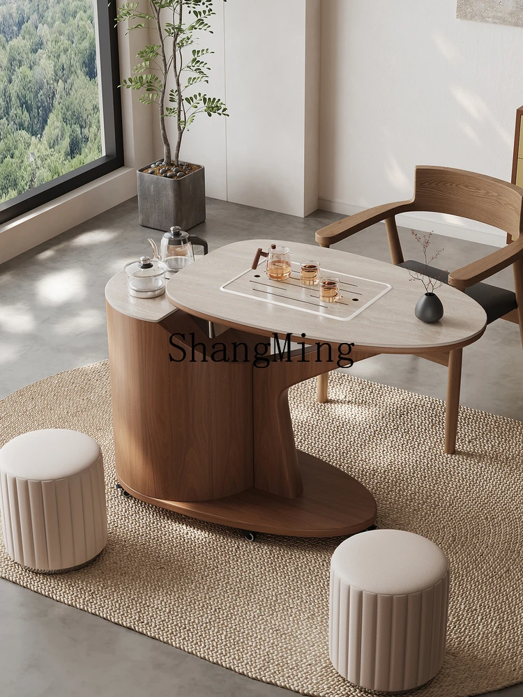 FGgood-looking medieval style living room movable solid wood tea cart with  multi-functional home modern high-end tea dining car
