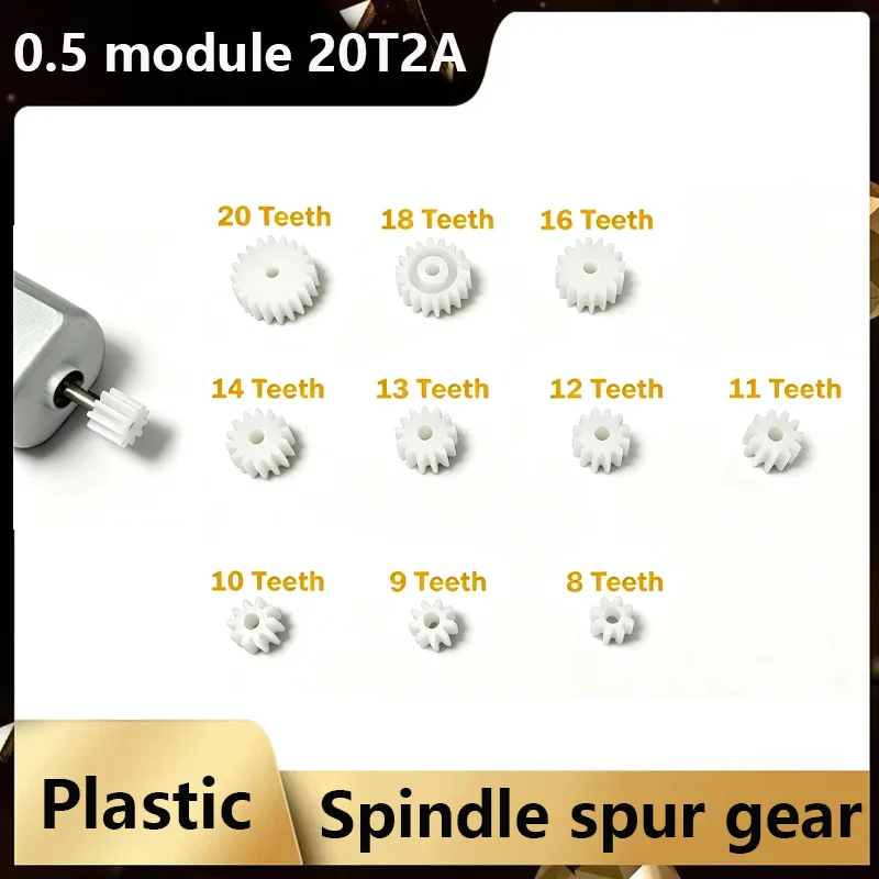 0.5 Module 8T 2A Plastic Spur Gear, Main Shaft Gear for Motor Reduction Gearbox, STEM Educational DIY Model Toy Parts
