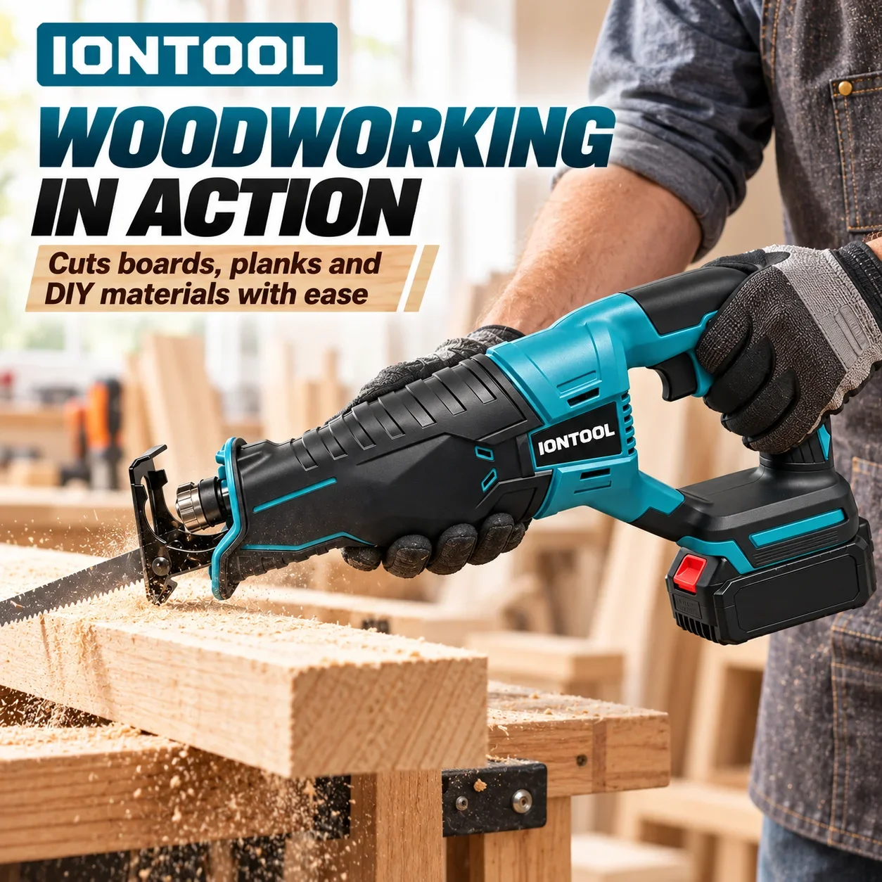 IONTOOL 150W Cordless Reciprocating Saw 0-3000rpm Bare Unit for Metal Pipe Trimming and Thin Sheet Cutting for Home Renovation