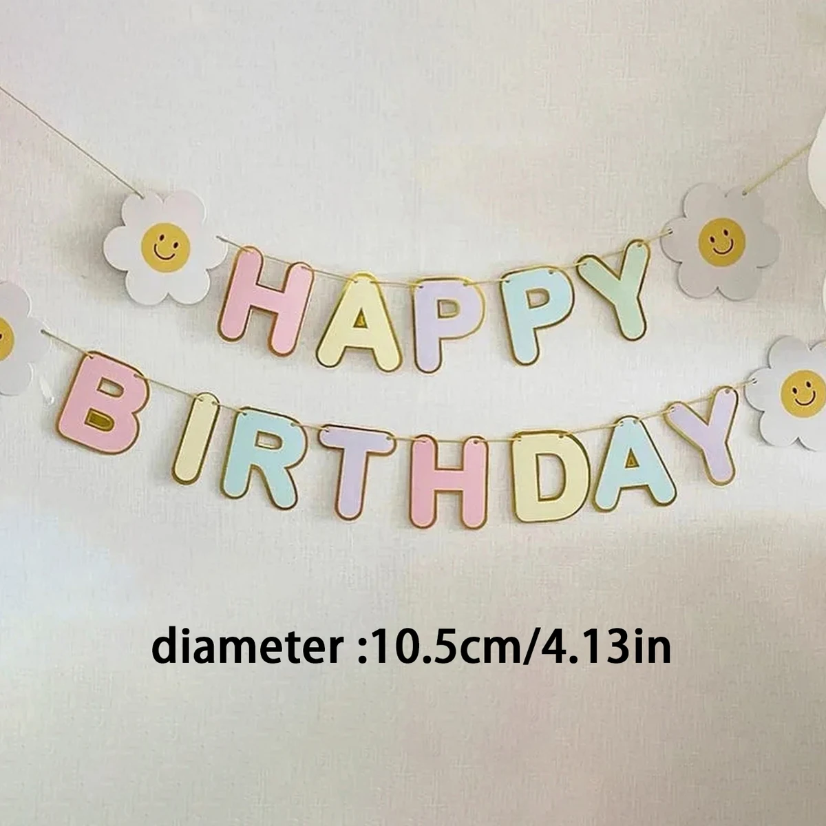 1Pcs Daisy Glücklich Geburtstag Party Dekorative Pull Flagge Party Dekorationen Geburtstag Banner Hochzeit Party Dekorative – Detail 2