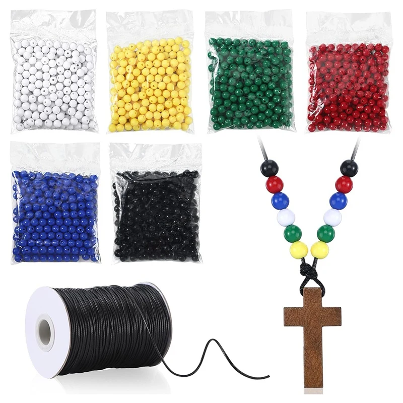 1301Pcs Necklace Beads Bulk Necklace Craft Kit Colorful Assorted Beads 100 Yards Waxed Cotton Cord DIY Necklace Supplies