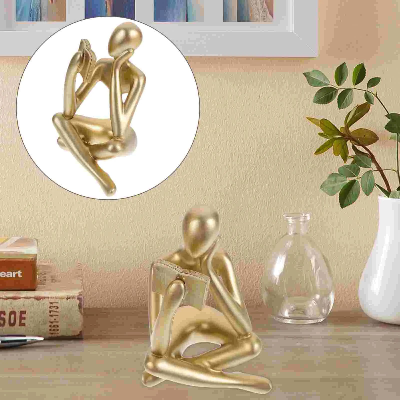 Abstract Figure Statue Room Decor Sculpture Home Decoration Desktop Resin Reader Figurines Study Decorations