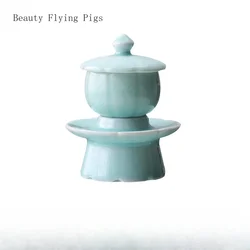 Celadon with Holy Water Cup Ceramic Buddha Front Water Cup Buddhist utensils and supplies Lotus Guanyin offering small tea cups