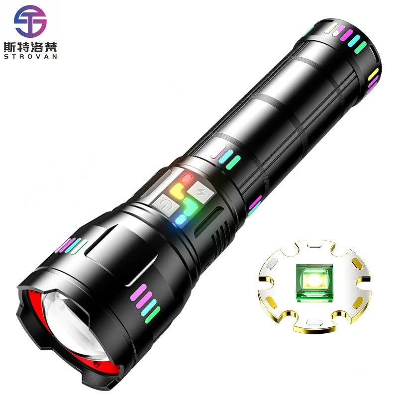 30W Long Range Zoom  Led Flashlight Strong Power Emergency Torch White Light High Lumens  USB Rechargeable Aluminum Lamp