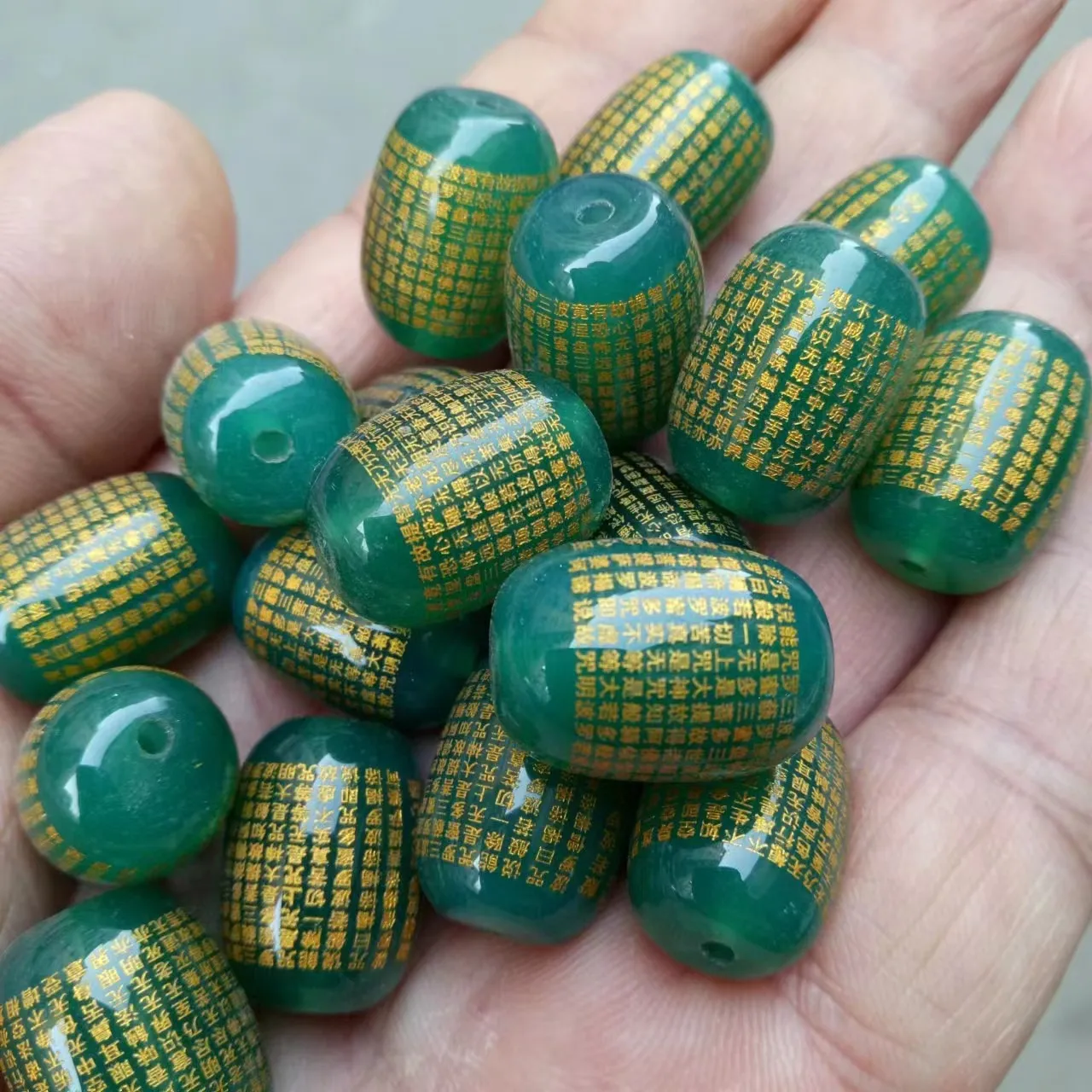 13*18mm Natural Green Agate Cylindrical Heart Sutra Beads For Jewelry Making Diy Bracelet Beaded Necklace Charms Accessories