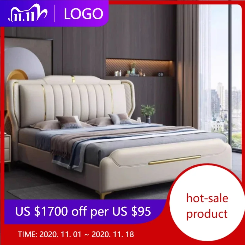 

Unique King Size Luxury Double Bed Wood Nordic Pretty Living Room Frame Double Bed Hotel Modern Cama De Casal Bedroom Furniture