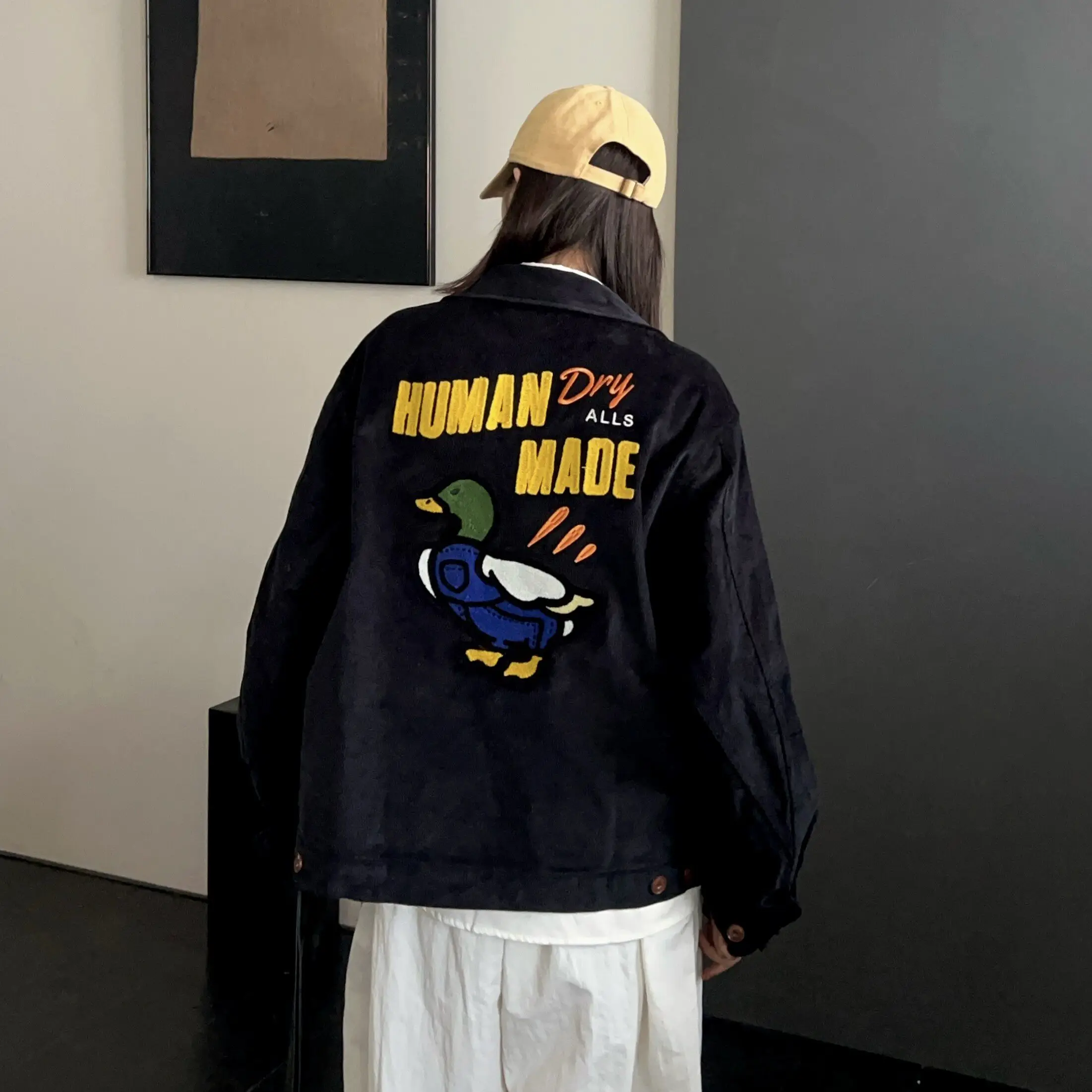 

Куртка Human Made из денима с пуховым наполнителем, японский свободный крой, повседневная, унисекс, на молнии, с отложным воротником, для мужчин и женщин, верхняя одежда