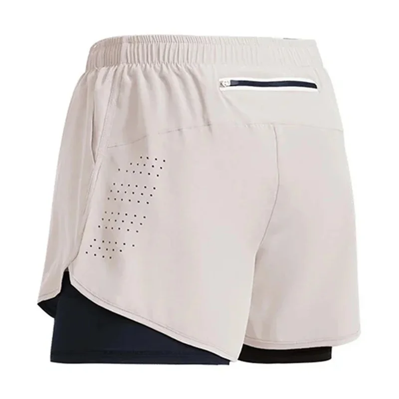 Pantaloncini da corsa da uomo quick-dry Fitness pantaloncini a due piani traspiranti pantaloncini da allenamento per palestre da uomo pantaloncini