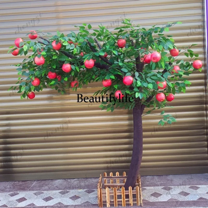 H134 Artificial apple tree, orange, pomegranate, hawthorn tree, fake fruit tree, large interior decoration customization