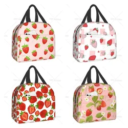 Cute Strawberry Lunch Bag Lunch Containers Thermos for Hot Food Lunch Box for Teen Girls School Work Travel Picnic Bento Bags