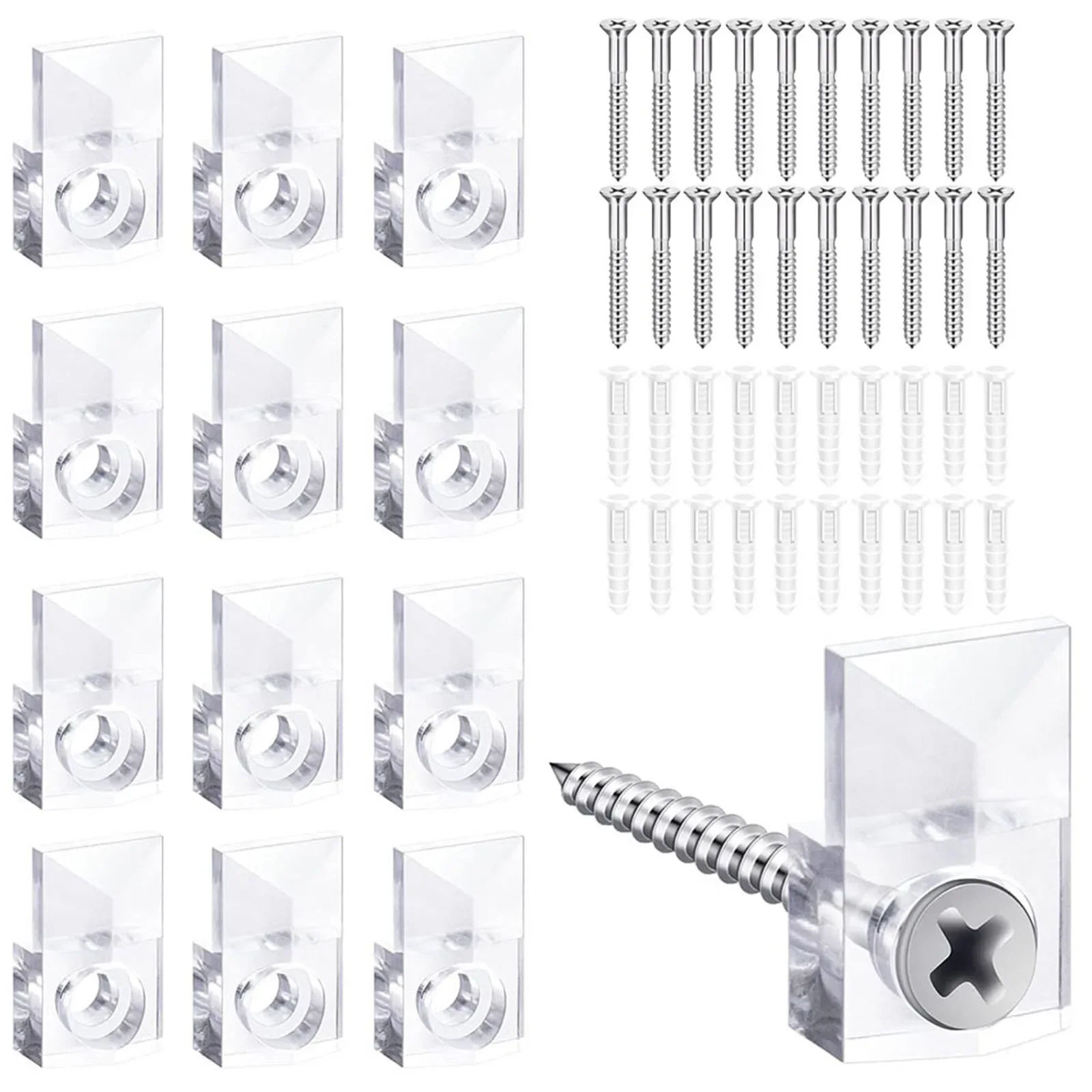 Install Mirrors with Ease 20 Sets of Mirror Holder Clips Kit Includes Screws and Anchors for Convenient Mounting