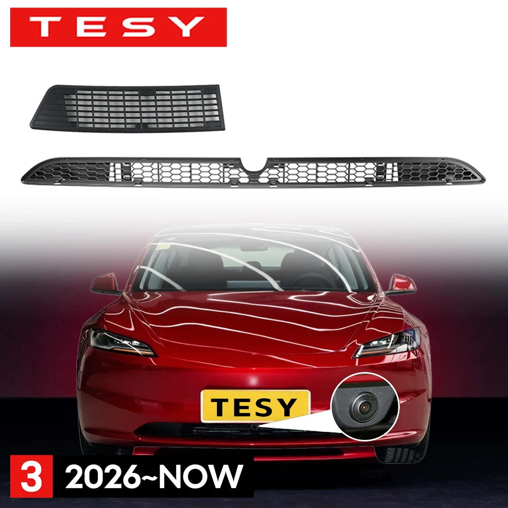 

Anti-Insect Net Radiator Mesh with Camera Cutout Design for Tesla New Model 3 Highland 2026 Lower Bumper Intake Grille Accessory