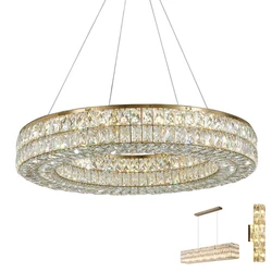 Round Crystal Chandelier LED Golden Silver Color Changeable Hanging Lamp Living Dinning Room Modern Crystal Pendant Light