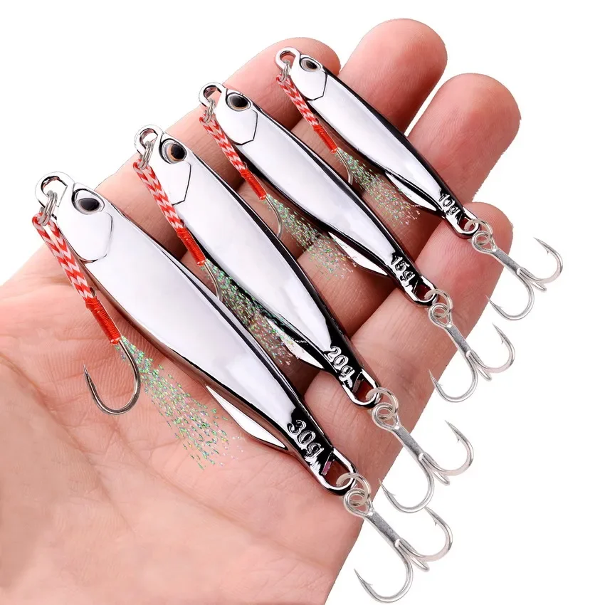 

Silvery Plated Metal Jig Lure for Sea Fishing 10g-40g Weight Options Saltwater Bass Tackle Bait Fishing Lure