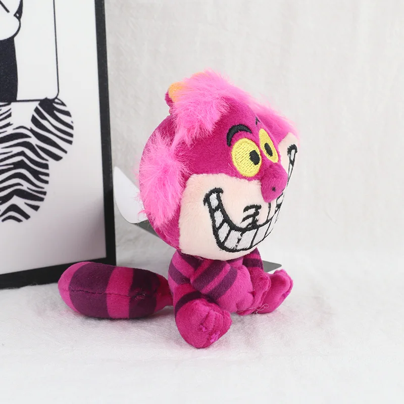 2개/세트 디즈니 이상한 나라의 앨리스 체셔 고양이 플러시 키체인 장난감 귀여운 펜던트 가방용 부드러운 열쇠고리 여성 생일 선물