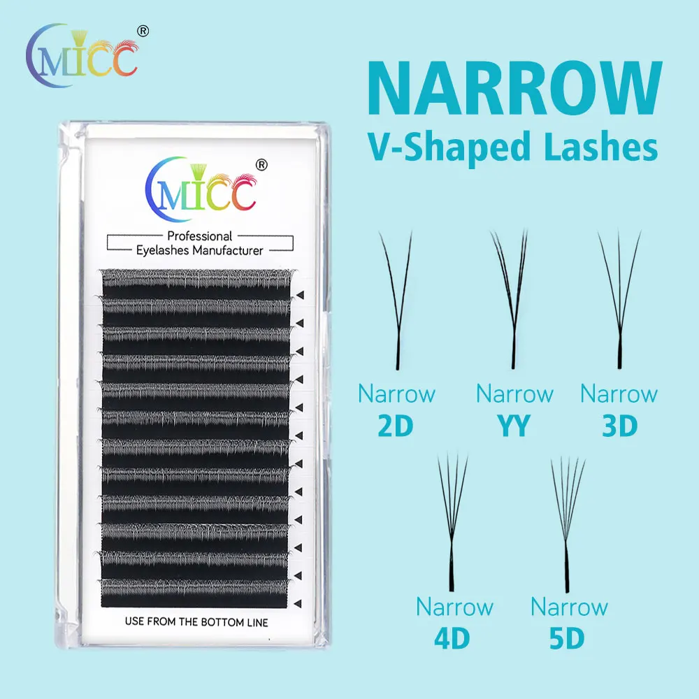 CMICC Schmale Vorgefertigte Fächerwimpern 2D 3D 4D 5D YY V-förmige Wimpern Natürliche Weiche Mattschwarze Leicht Aufzunehmende Falsche Wimpern