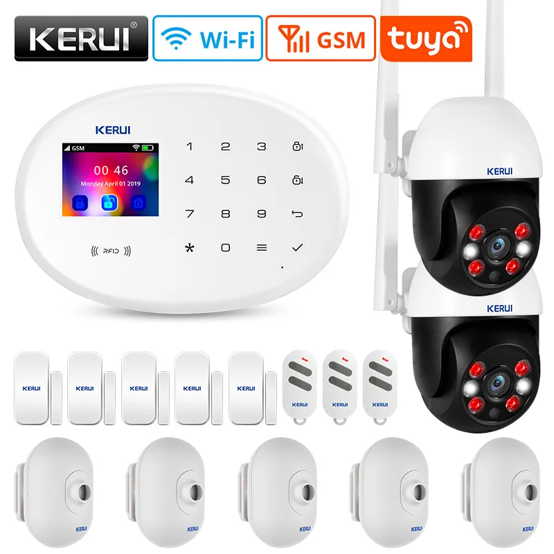 

KERUI Tuya Smart Home Security Alarm System hikvision Micro mini surveillanc Remote Control Door Sensor Motion Detector Siren