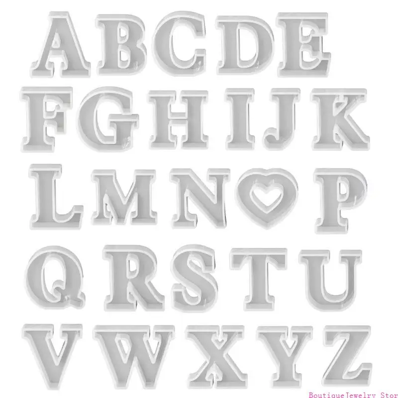E1PE Pendant Molds Keychain Jewelry Mould Letter Shaped Silicone Keychain Moulds