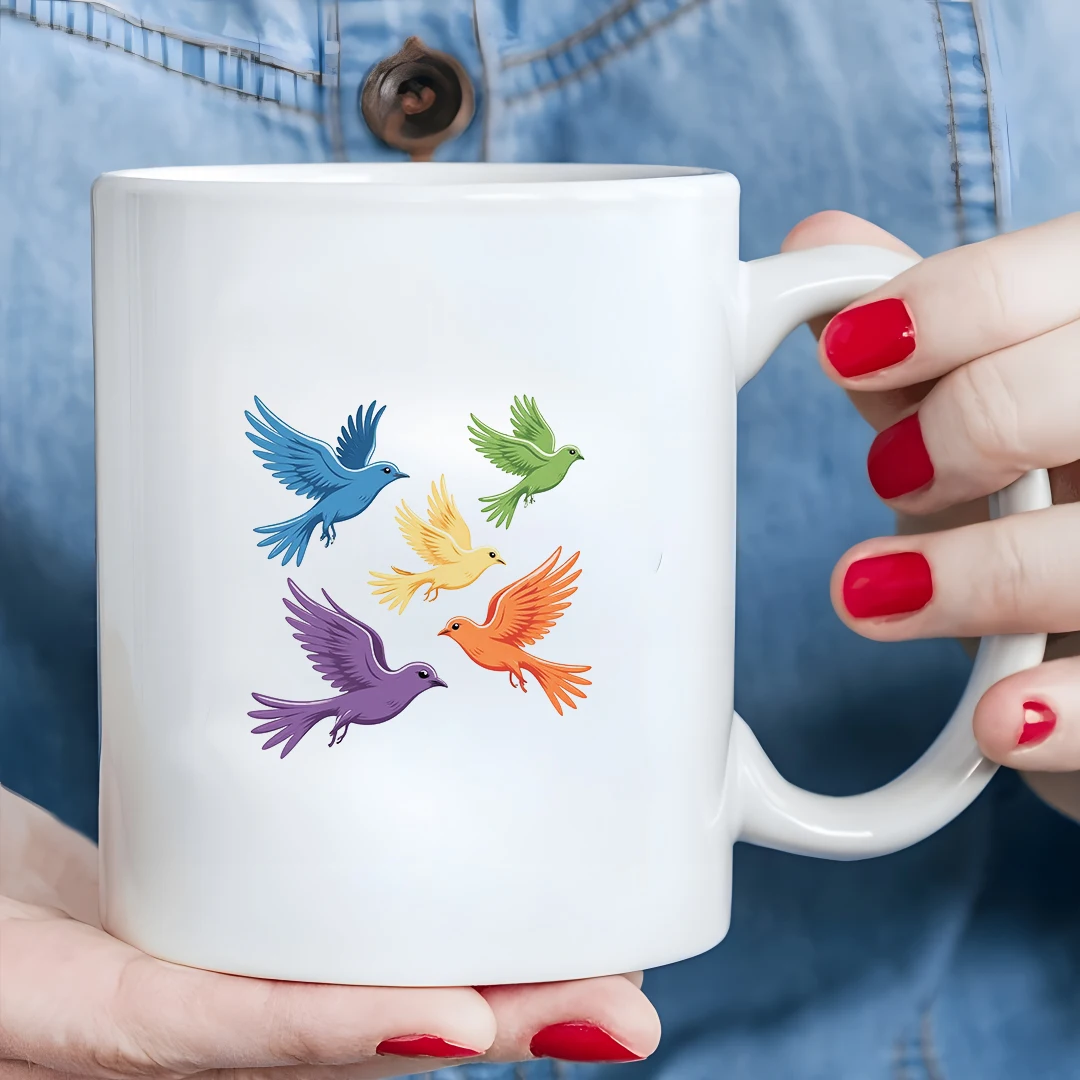 

11oz cartoon bird mug + creative kids drink cup Christmas family office gift