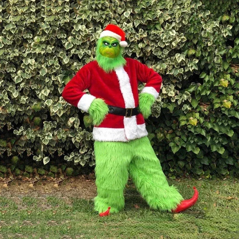 HAni 2025 Conjunto de disfraz premium Disfraces de Navidad Ropa de cosplay Papá Noel Pelo verde Geek Grinch Perfor ☆ ★ ww