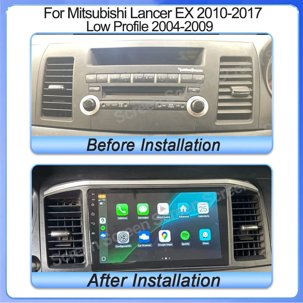 Android 16 Carplay Car Radio For Mitsubishi Lancer Ex 2010-2017 Low Profile 2004 - 2009 Multimedia Video Player Gps 2din  Screen