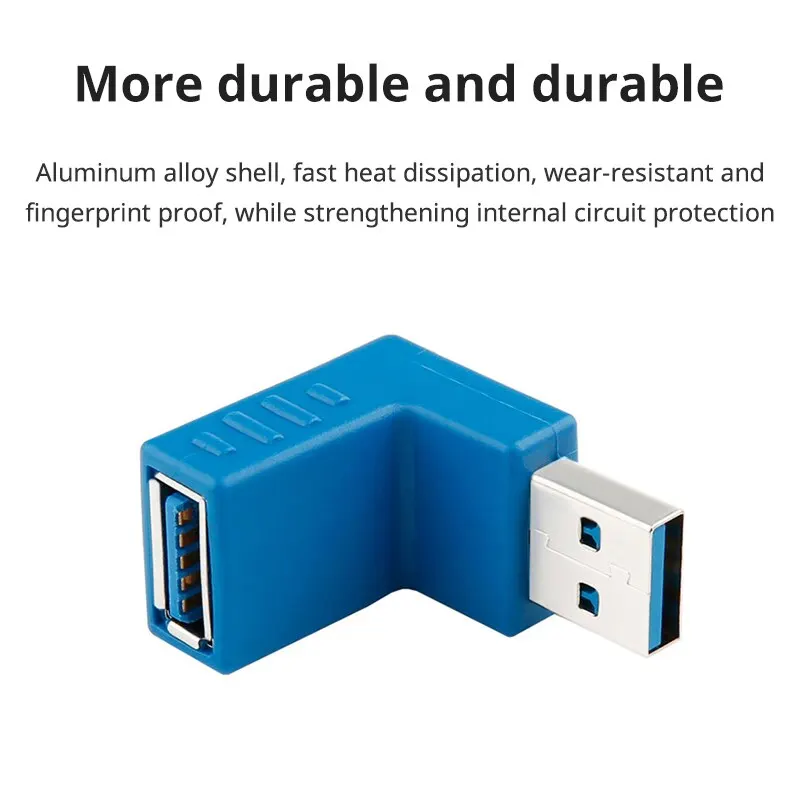 Newest Hot USB Male To Female Left Angle 90 Degree Turn Adapter USB3.0 Male To Female Elbow AdapterPlug image 3