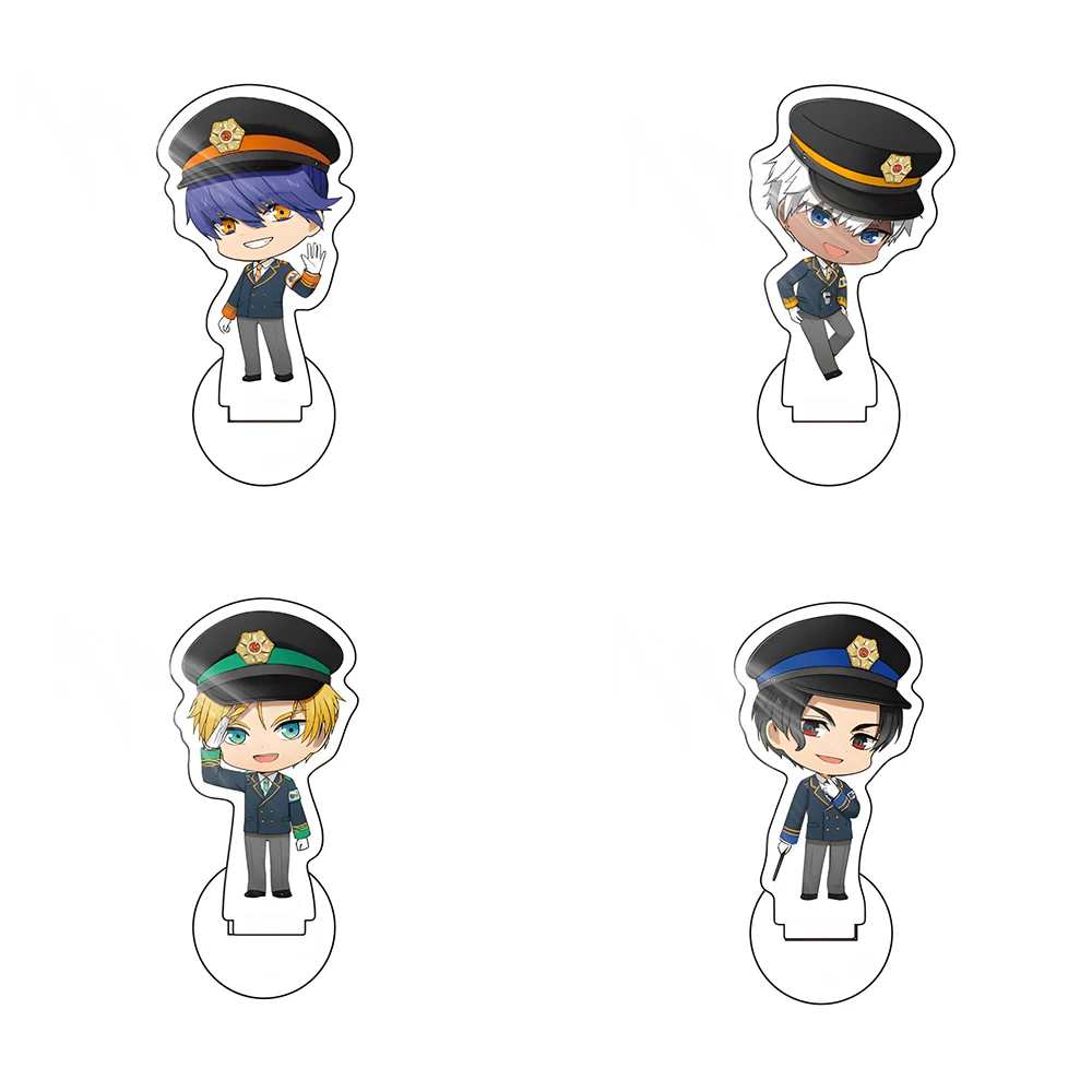Anime Obey Me!10cm Acrylic Stand Keychain Mammon Lucifer Satan Leviathan Q Version Of The Small Police Series Desktop Decoration