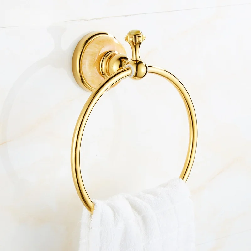 Brass Jade Toilet Brush Holder Bathroom Shelf Gold Paper Holder Towel Bar Soap Holder Towel Rack Towel Hook Bathroom Hardware - view 3