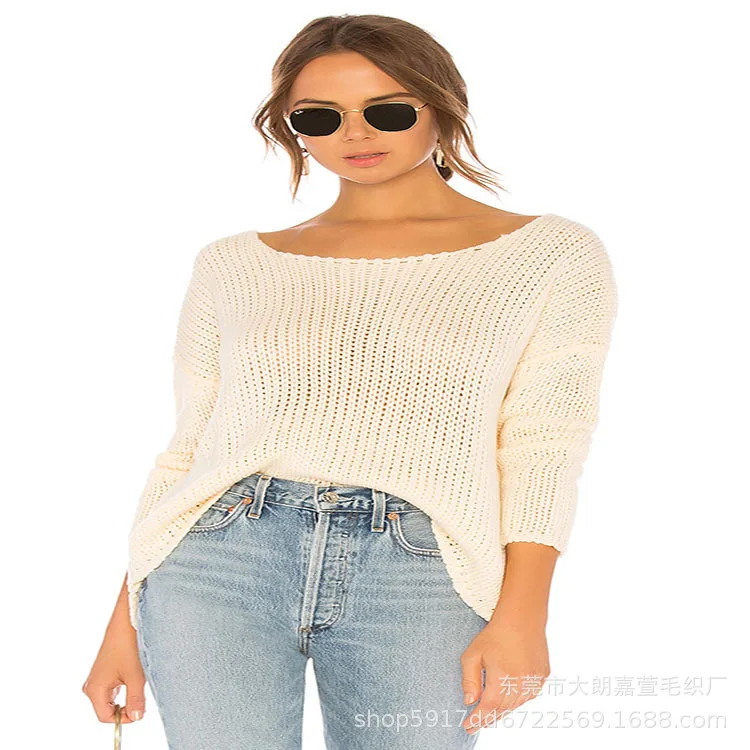 Knitted Factory Straight Collar Hollow Loose Knitted Pullover Sun Protection Clothing Women's Sweater