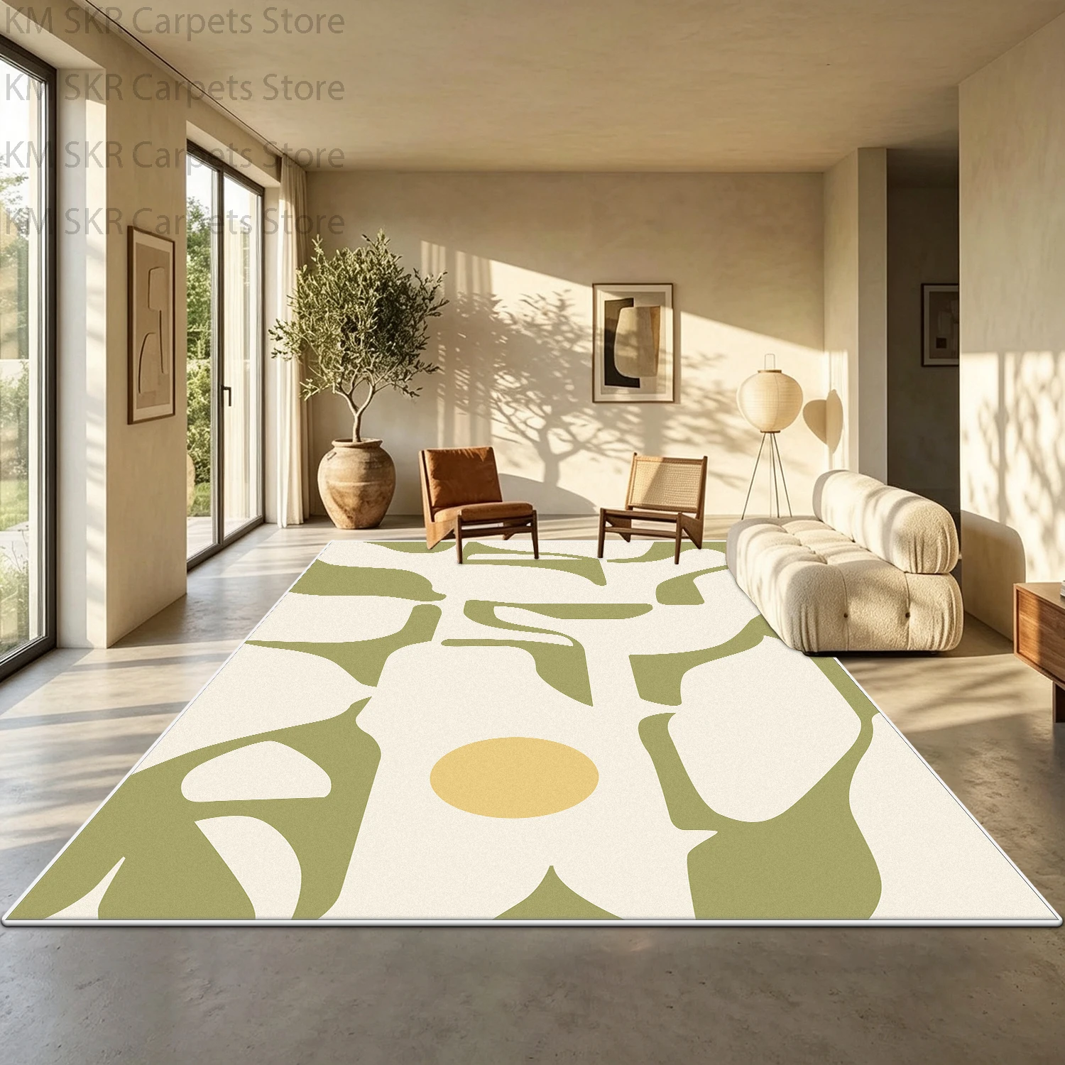Korean Ins Geometric Style Carpets for Living Room Decoration Bedroom Non-slip Washable Bedside Mat Soft Fluffy Study Large Rug