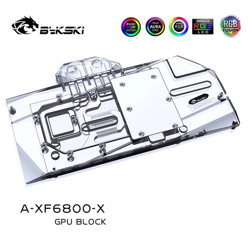 Bykski Water Block Use for XFX Radeon RX 6800 Speedster Merc 319 GPU / Video Card / Full Cover Copper Radiator / RGB Light