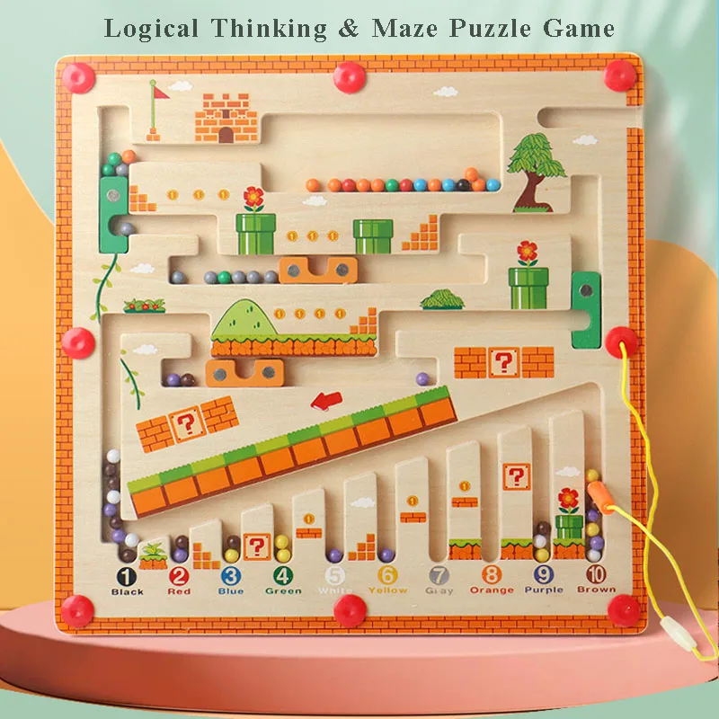 Puzzle magnétique en bois pour enfants, jouets créatifs pour garçons et filles, labyrinthe d'apprentissage précoce, jouets éducatifs, documents assortis, jouets Montessori