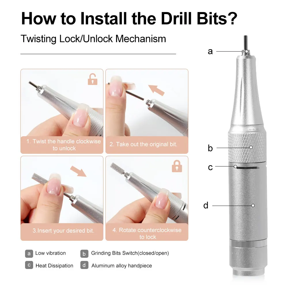 45000RPM Electric Nail Drill File Rechargeable Portable Electric Nail File Machine Kit for Nail Polishing Removing Gift Supplies