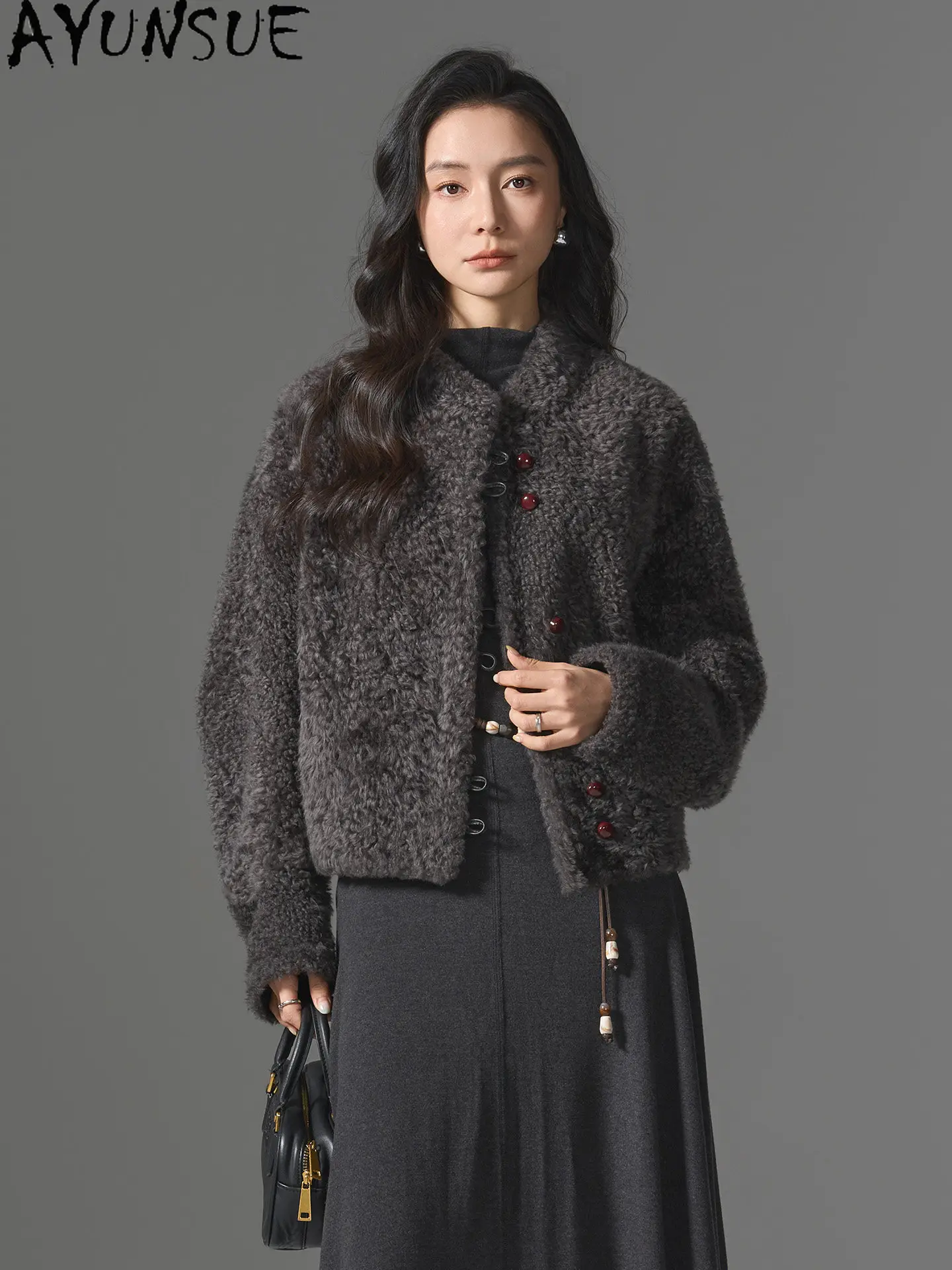 AYUNSUE Natural Sheepskin Fur Womens Coats Real Fur Coat Women Clothing Warm Winter Jacket Loose Fit Fashion New in Outerwears