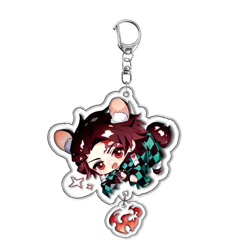 Anime Demon Slayer 6cm 2D Acrylic Keychain Pendant Cartoon Bag Hanger Student Key Holder Enthusiast Boys Girls Gift view 3