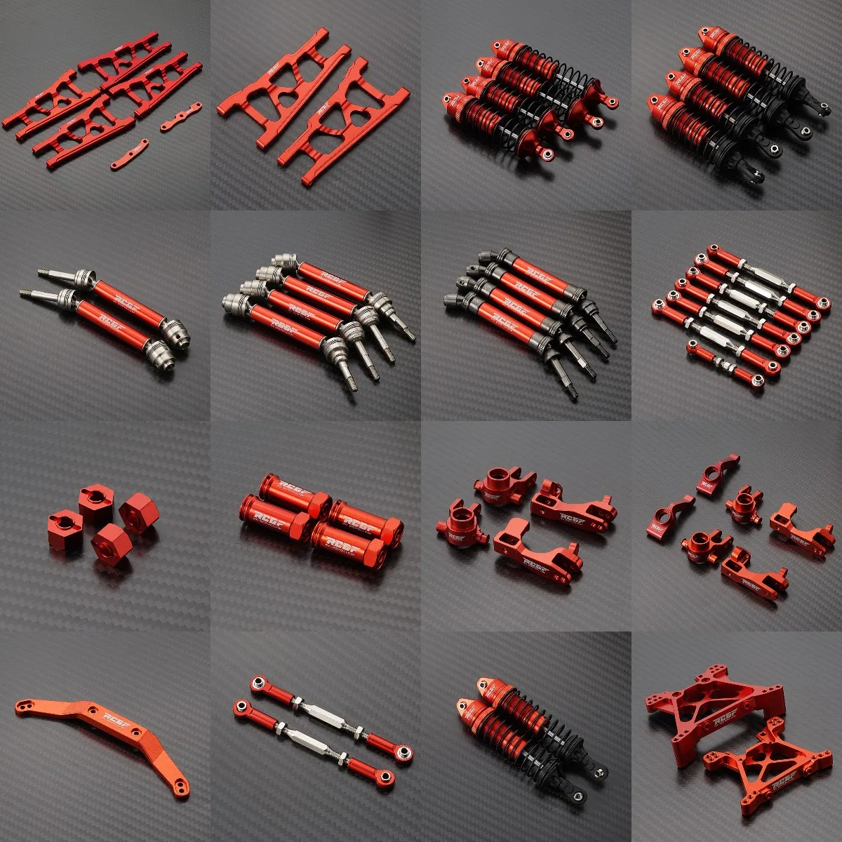 

RCGOFOLLOW CNC Metal Chassis Arm C Seat Rear Stub Axle Kit for 1/10 Traxxas SLASH 4x4 Rustler Stamped Hoss VXL A-arm Upgrade Red