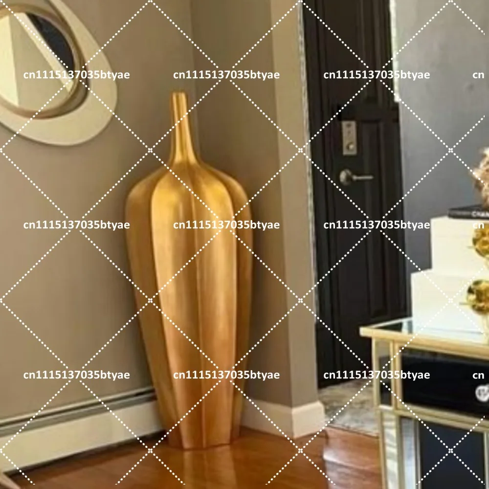 Elegant gold luxury honor vase fiberglass flower pot for wedding center, giant flower pot for interior