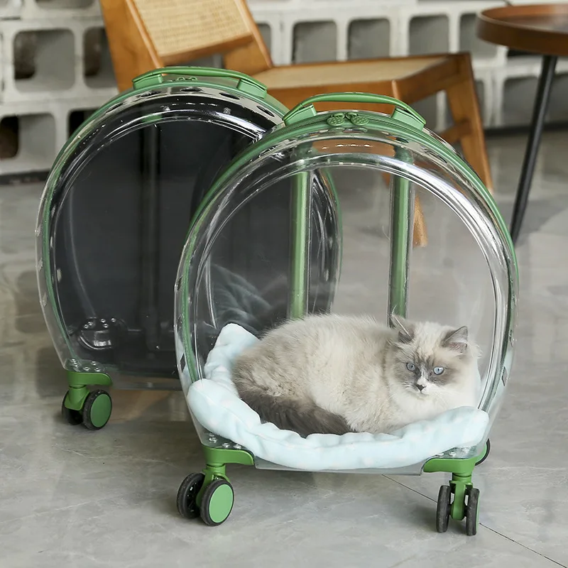 Pet Trolley Box Portable Dog Cat Outing Bag Transparent Pet Backpack Checked Airline Cat Bag, Cat Accessories Outing Cat Bag